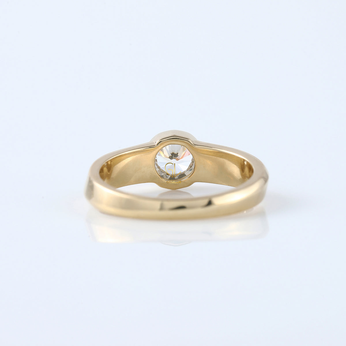 Round Cut Lab Grown Diamond Bezel Set Solitaire Ring