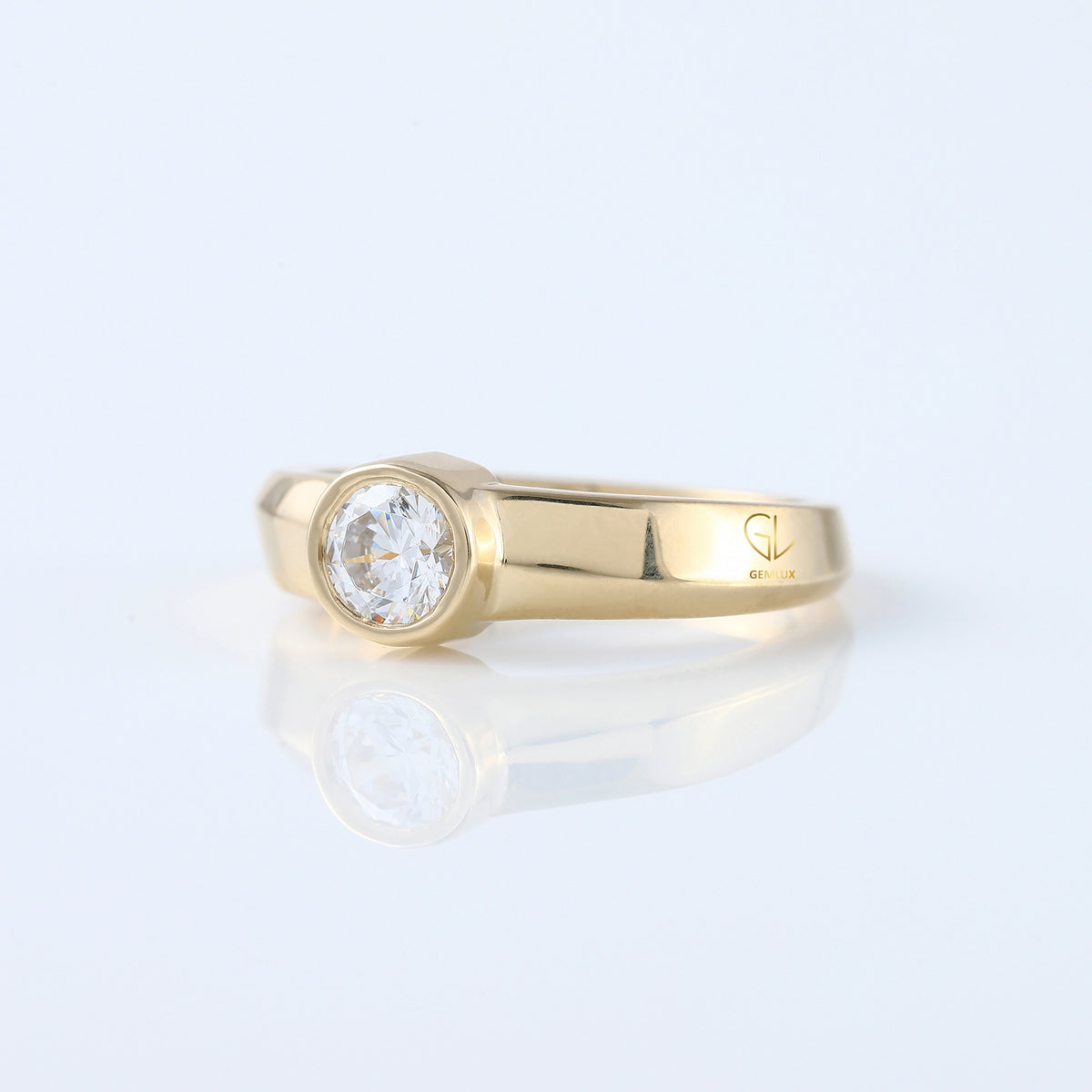 Round Cut Lab Grown Diamond Bezel Set Solitaire Ring