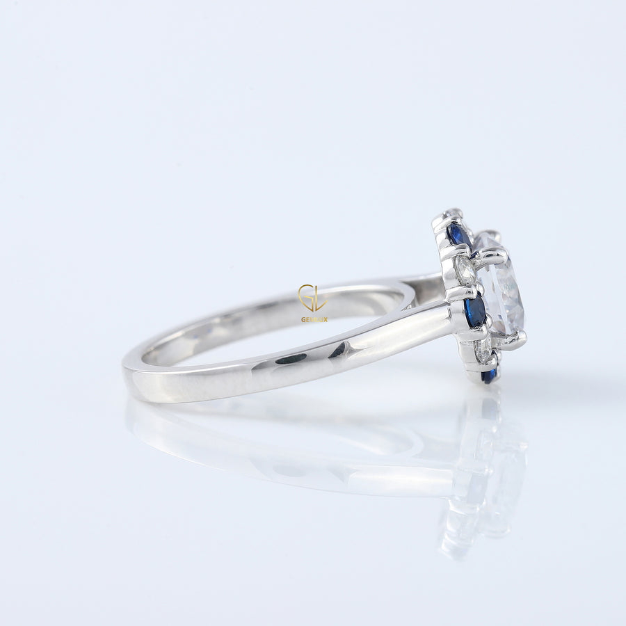 Round Cut Moissanite Halo Engagement Ring For Her