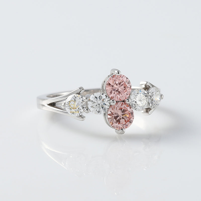 Pink Round Lab Grown Diamond 6 Stone Ring