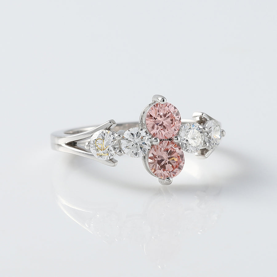 Pink Round Lab Grown Diamond 6 Stone Ring