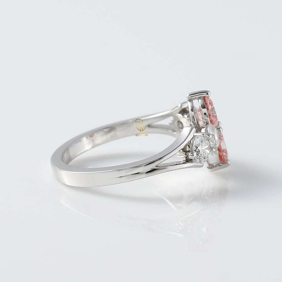 Pink Round Lab Grown Diamond 6 Stone Ring