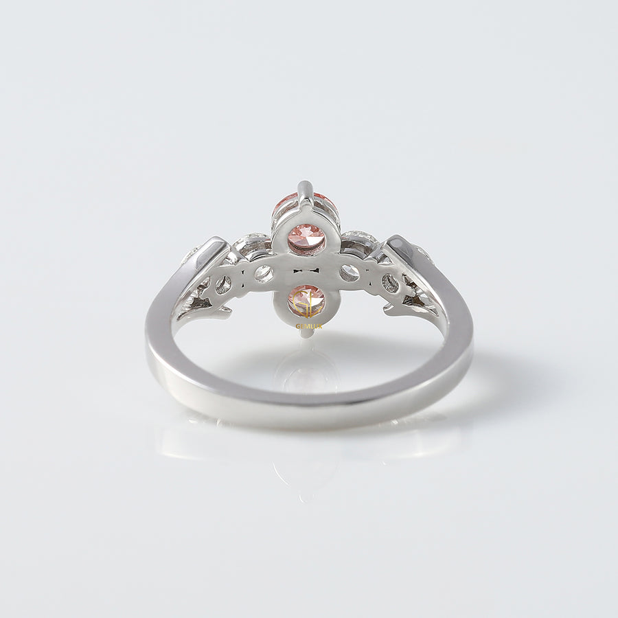 Pink Round Lab Grown Diamond 6 Stone Ring