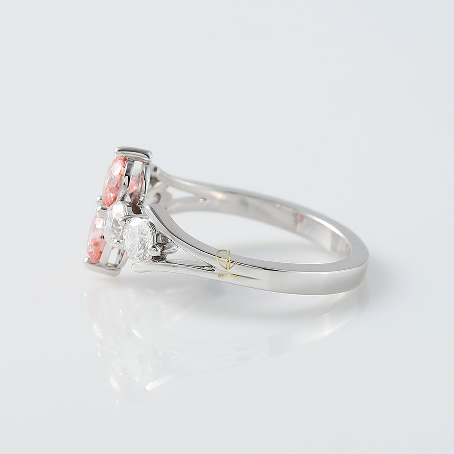 Pink Round Lab Grown Diamond 6 Stone Ring