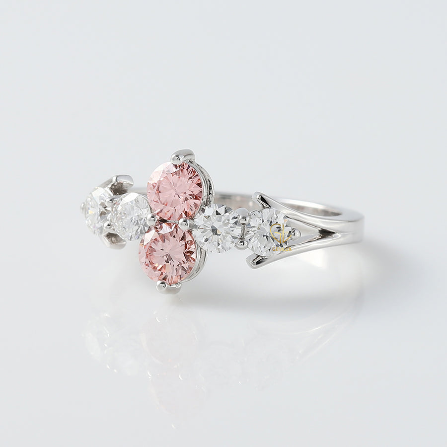 Pink Round Lab Grown Diamond 6 Stone Ring