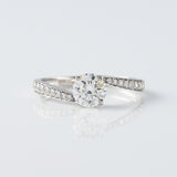 Pinch Style Round Cut Moissanite Bypass Engagement Ring
