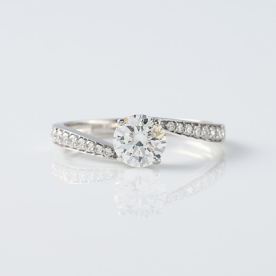 Round Cut Moissanite Bypass Engagement Ring