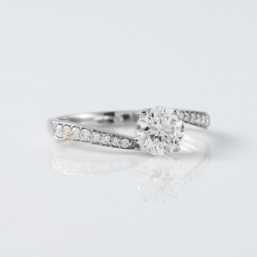 Round Cut Moissanite Bypass Engagement Ring