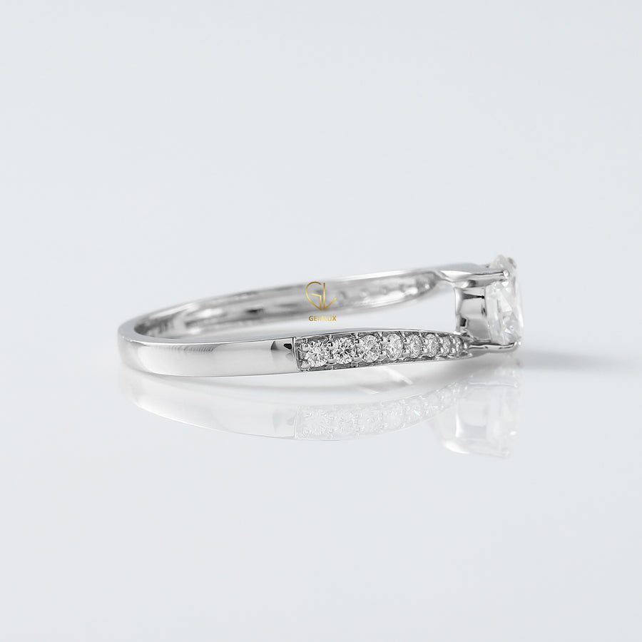 Round Cut Moissanite Bypass Engagement Ring