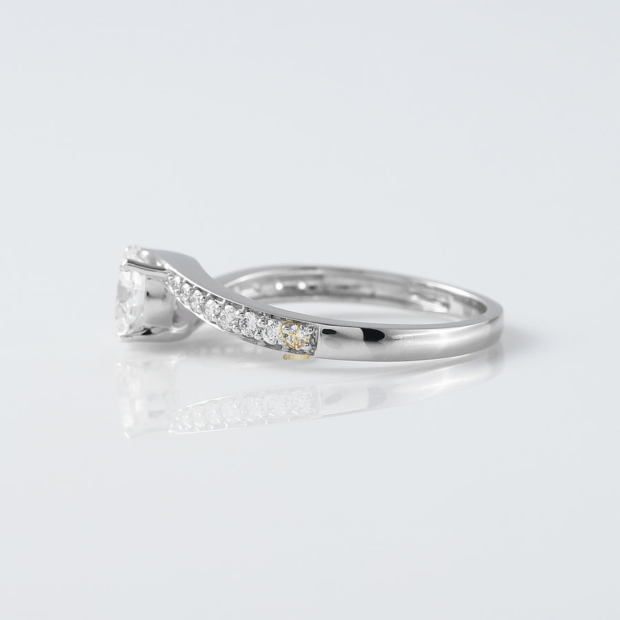 Round Cut Moissanite Bypass Engagement Ring