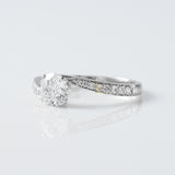 Pinch Style Certified Round Cut Lab Grown Bypass Engagement Ring