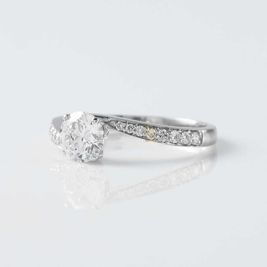 IGI certified Round Diamond Bypass Engagement Ring