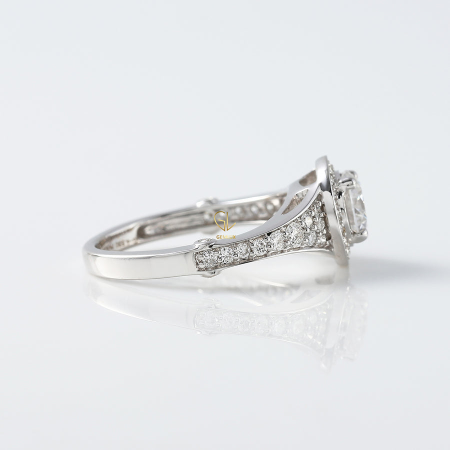 IGI Certified Round Diamond Halo Accent Ring