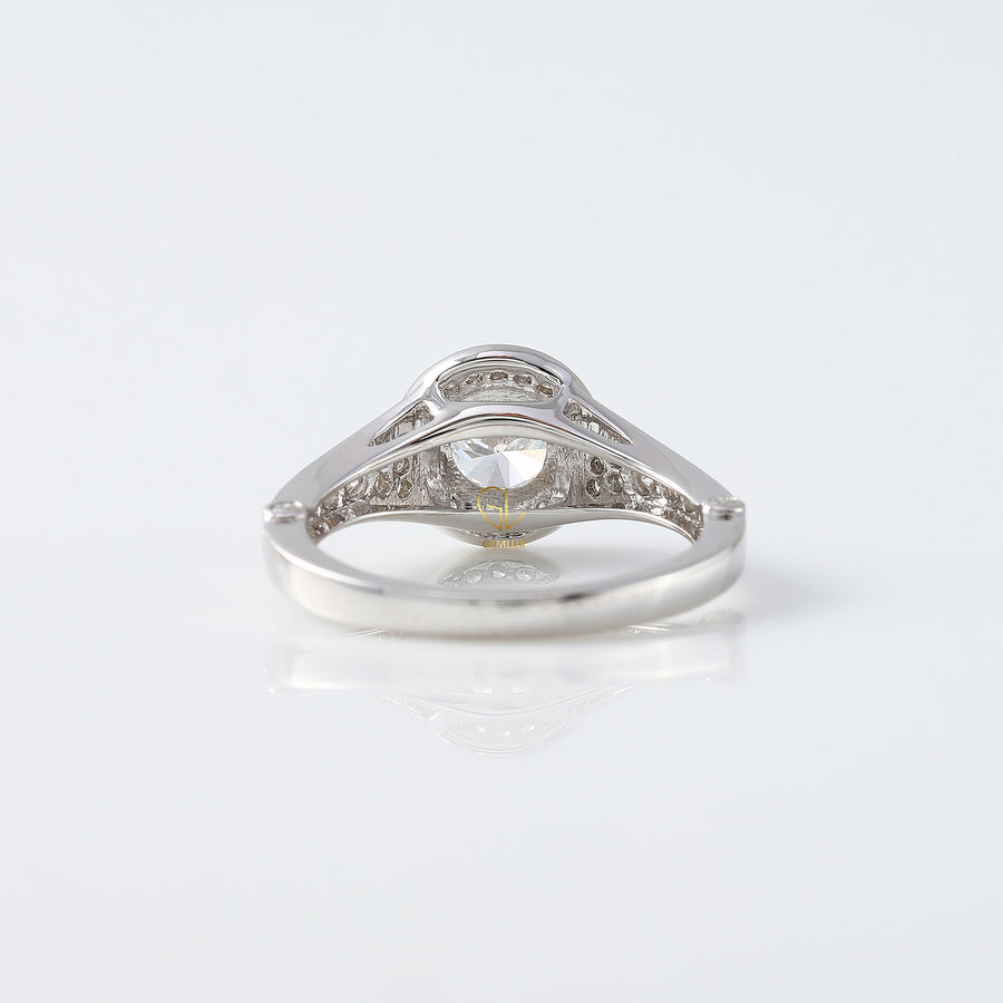 Round Moissanite Halo Engagement Ring