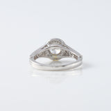 Hearts & Arrows Round Lab Grown Diamond Floral Halo Bezel Set Vintage Engagement Ring