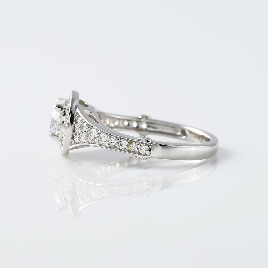 Round Moissanite Halo Engagement Ring