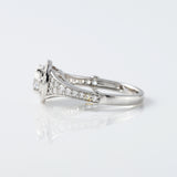 Hearts & Arrows Round Lab Grown Diamond Floral Halo Bezel Set Vintage Engagement Ring