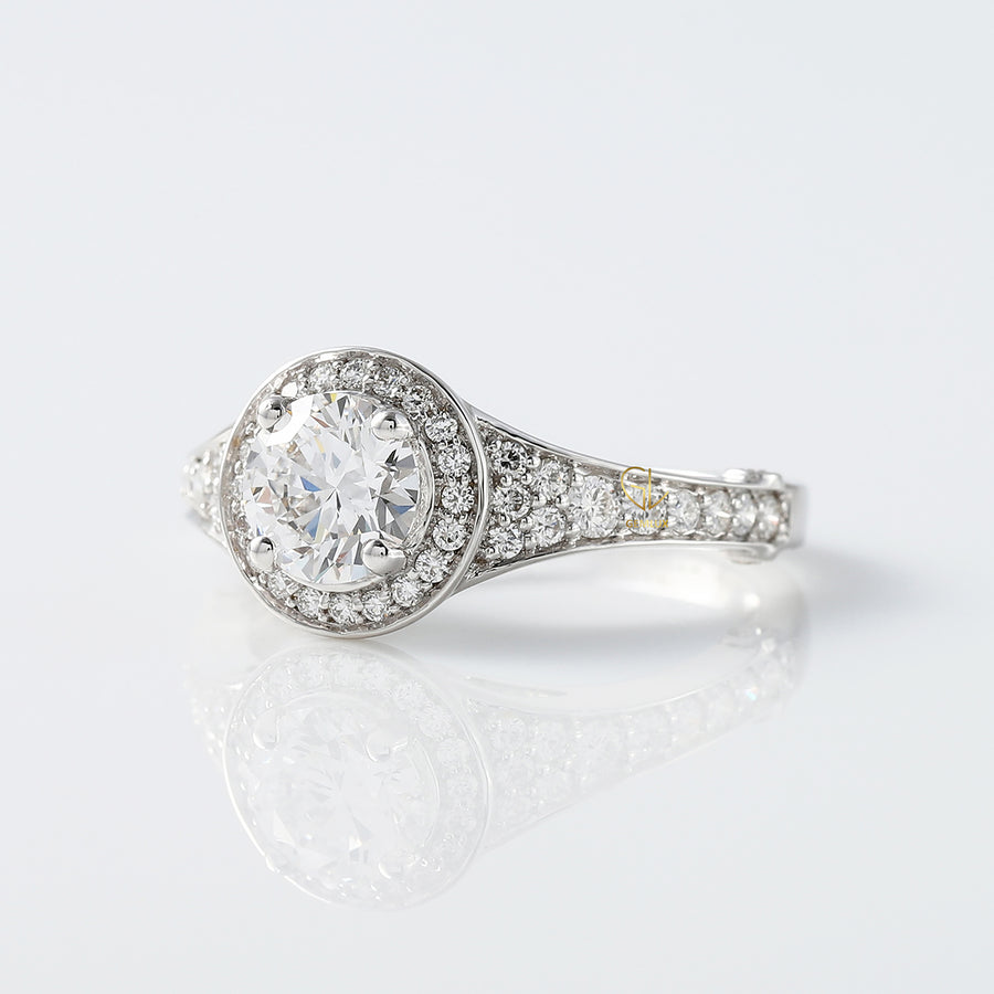 Round Moissanite Halo Engagement Ring