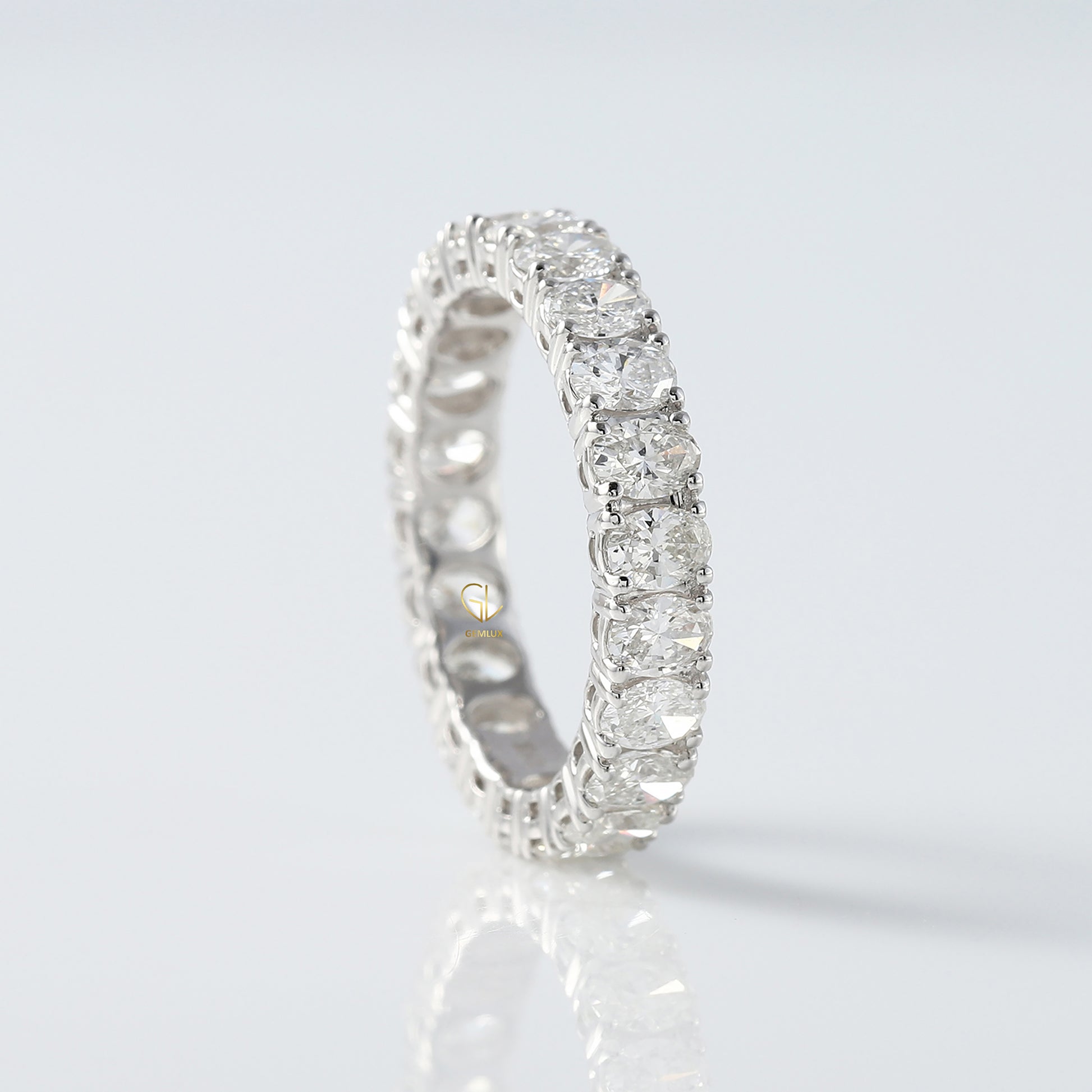 Oval Cut Moissanite Eternity Wedding Band