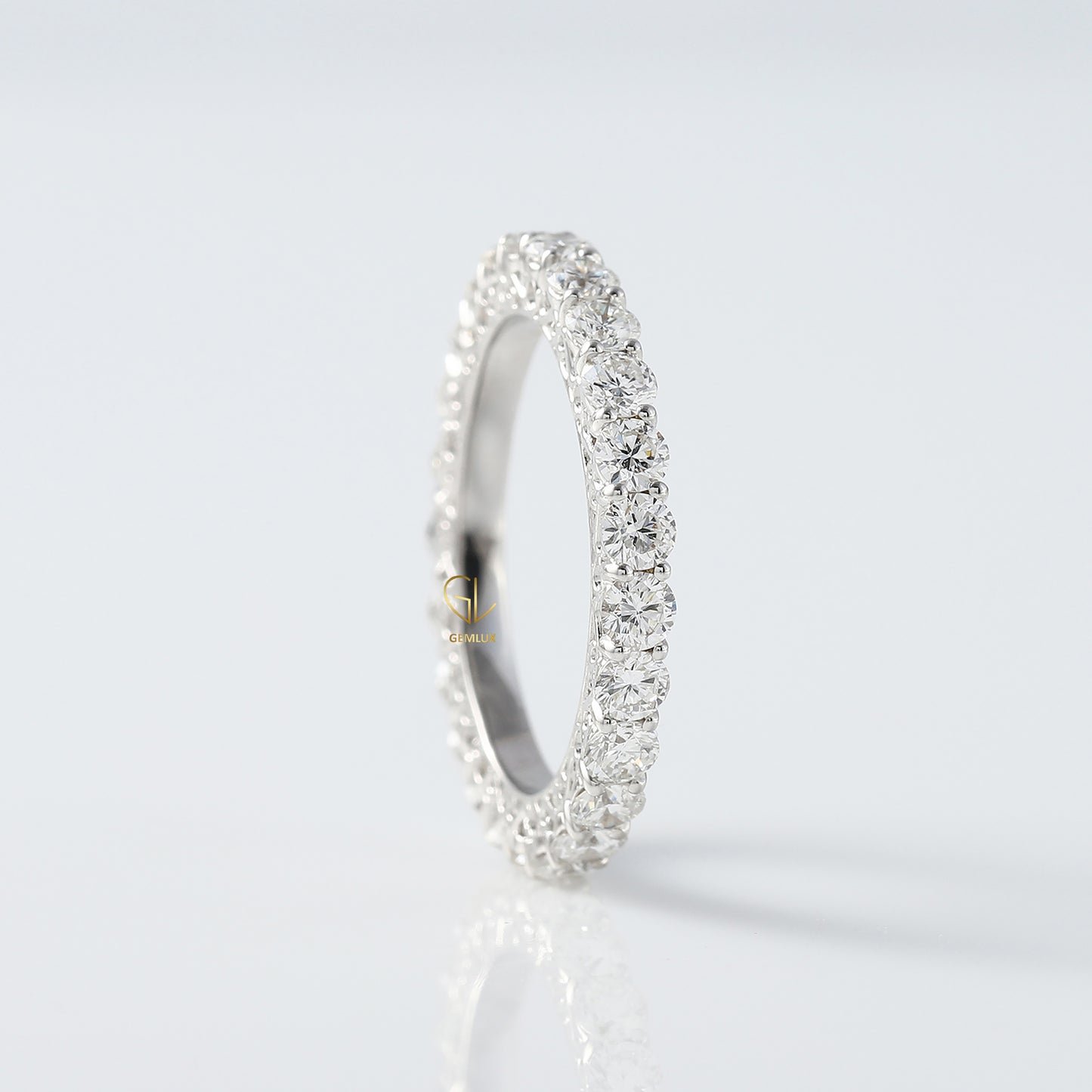 Round Cut Lab Grown Eternity Wedding Band For Her