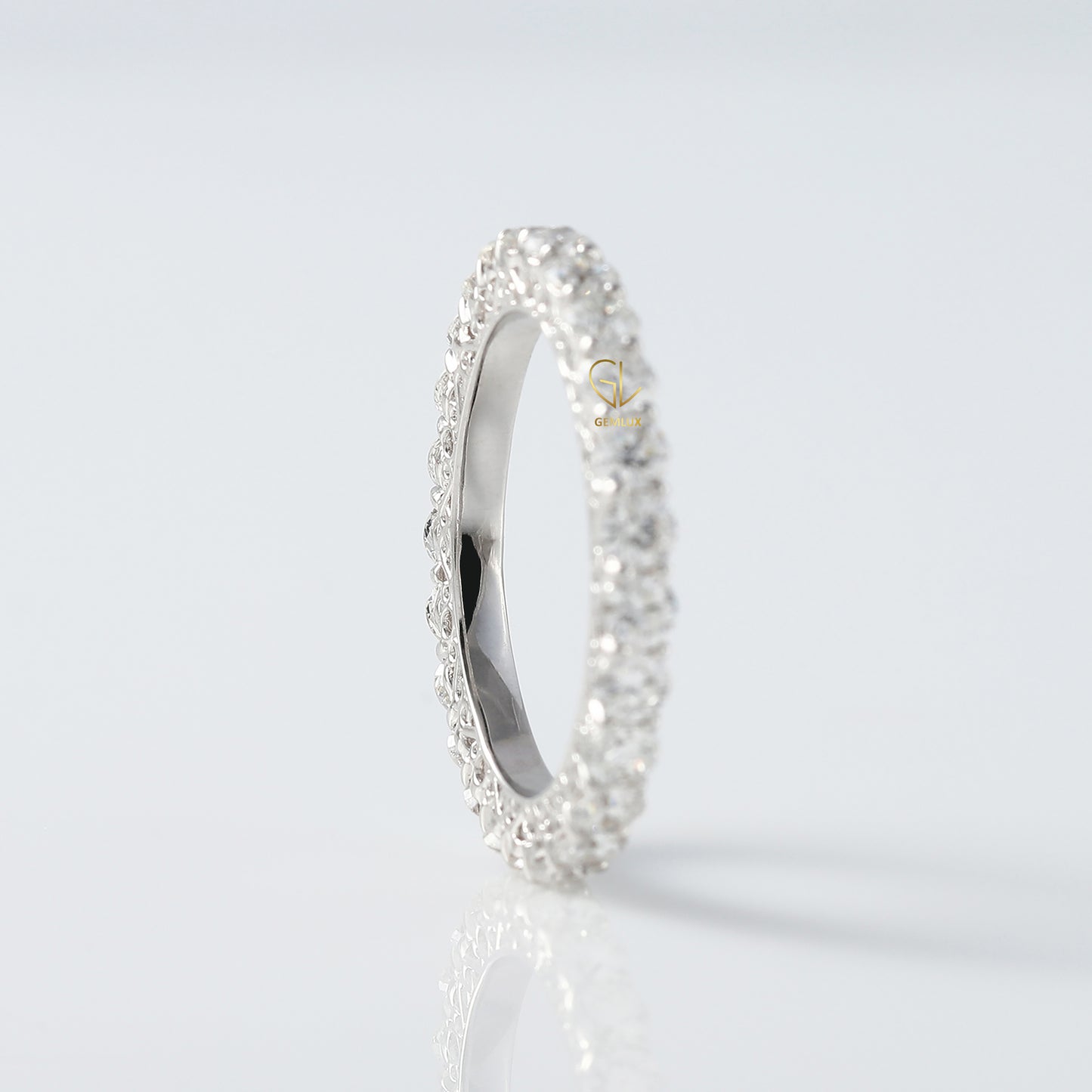 Round Cut Lab Grown Eternity Wedding Band For Her