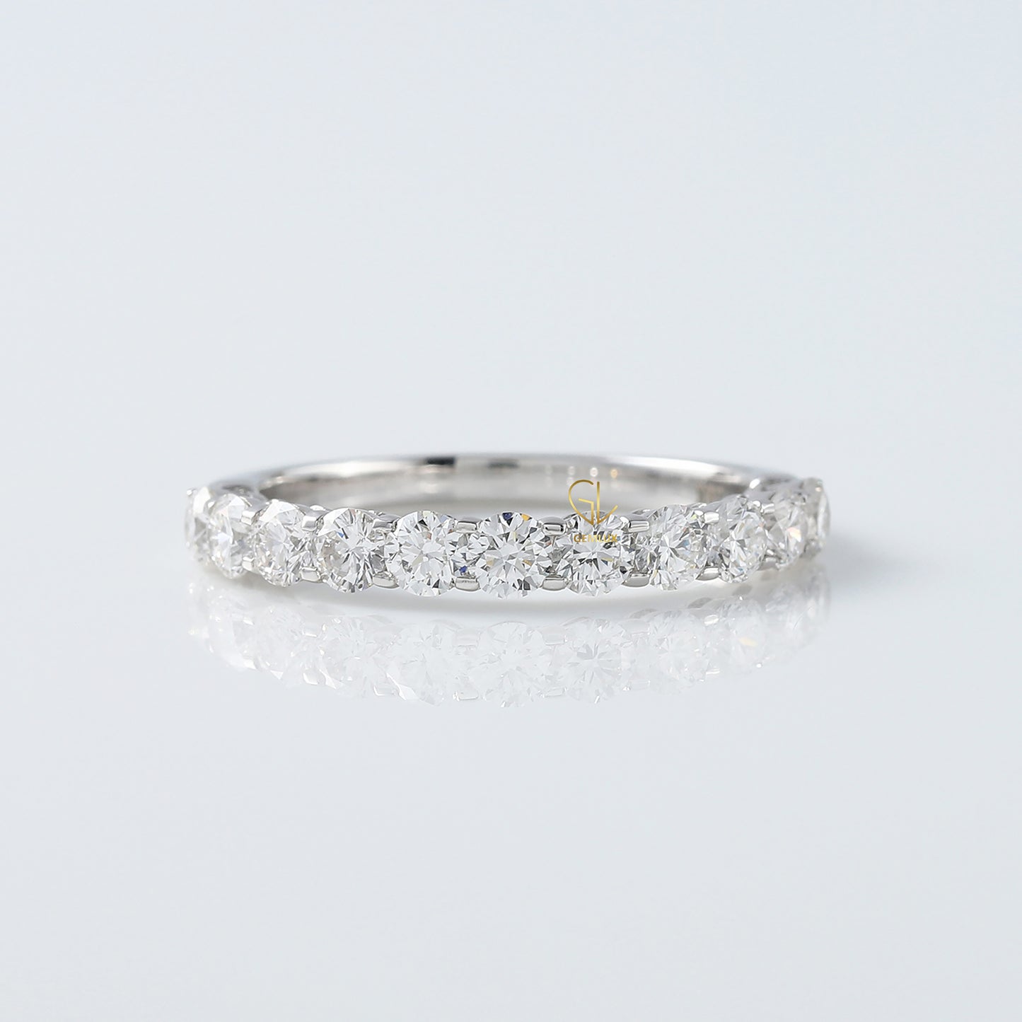 Round Cut Moissanite Half Eternity Wedding Band