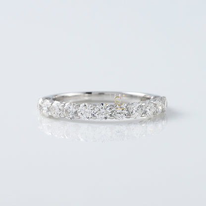 Round Cut Lab Grown Diamond Half Eternity Wedding Band