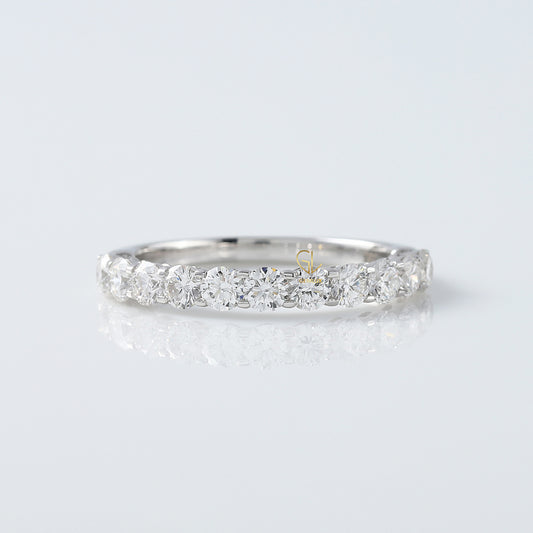 Round Cut Lab Grown Diamond Half Eternity Wedding Band