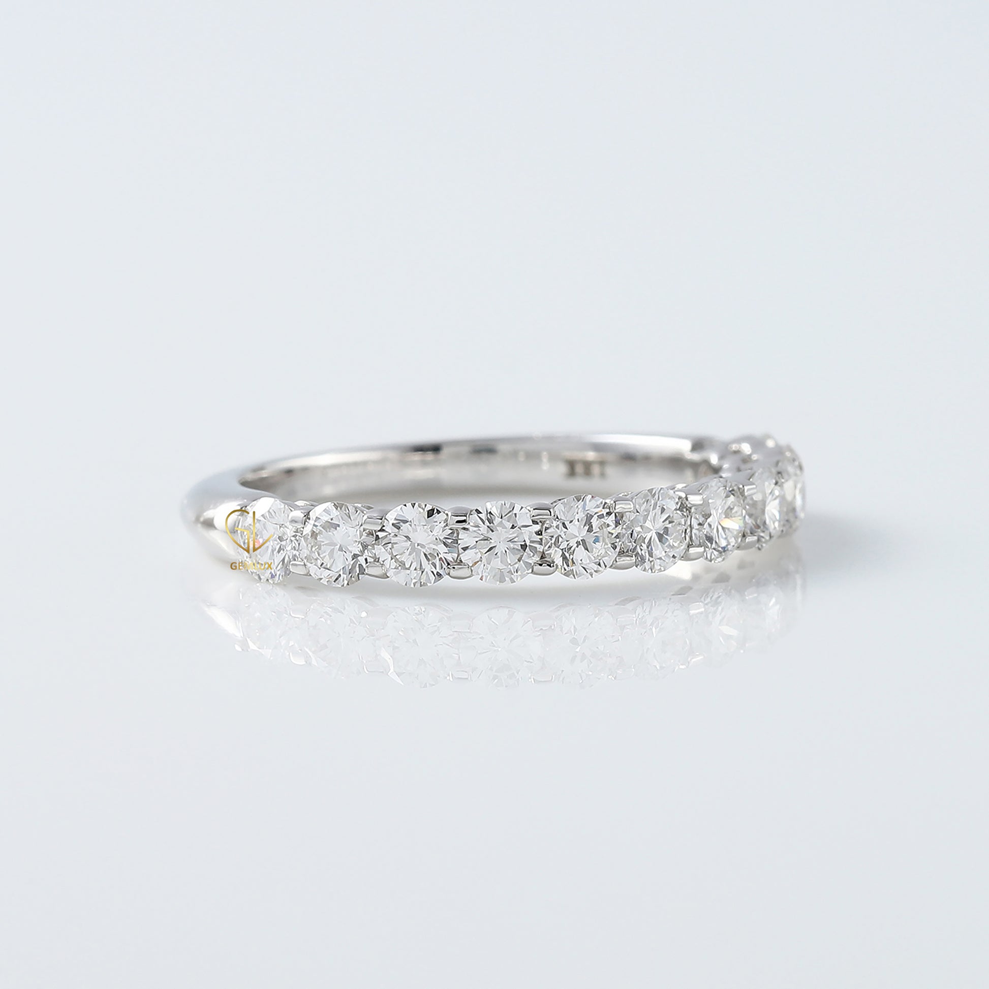 Round Cut Moissanite Half Eternity Wedding Band