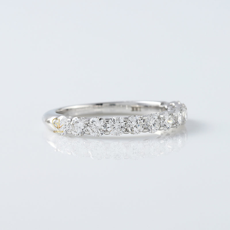 Round Cut Lab Grown Diamond Half Eternity Wedding Band