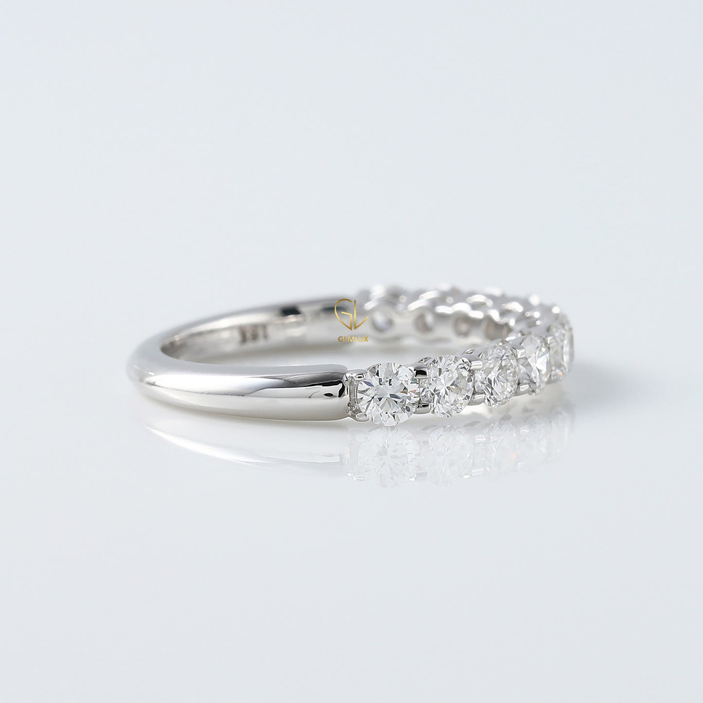 Round Cut Moissanite Half Eternity Wedding Band