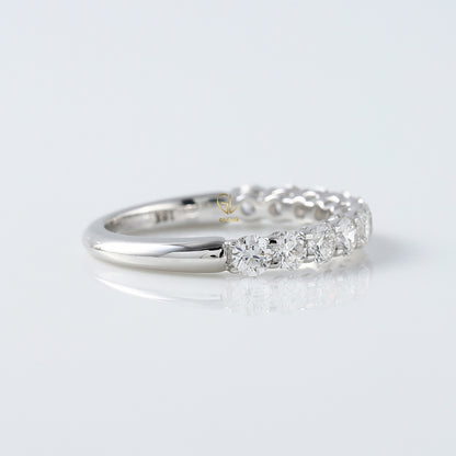 Round Cut Moissanite Half Eternity Wedding Band