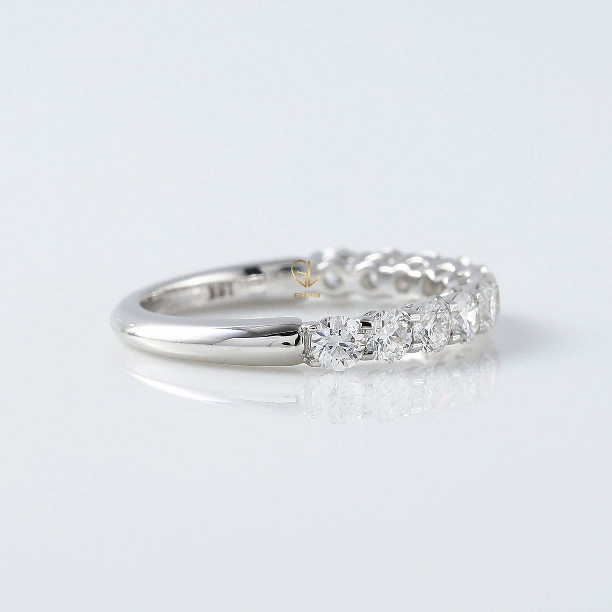 Round Cut Lab Grown Diamond Half Eternity Wedding Band