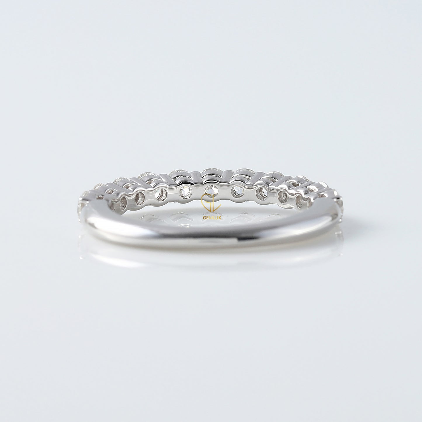 Round Cut Moissanite Half Eternity Wedding Band