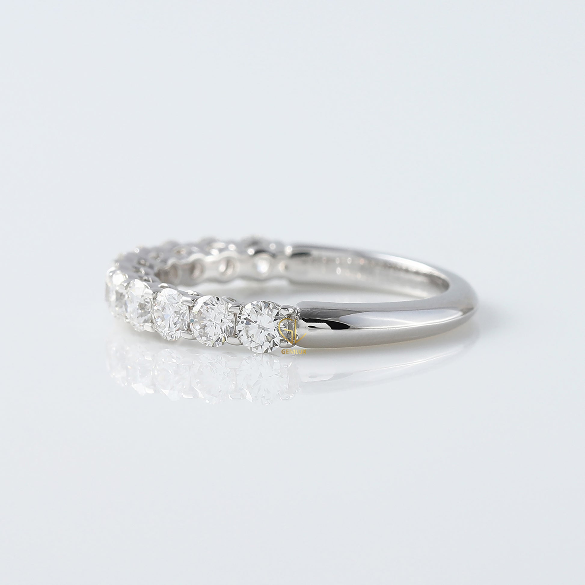 Round Cut Moissanite Half Eternity Wedding Band