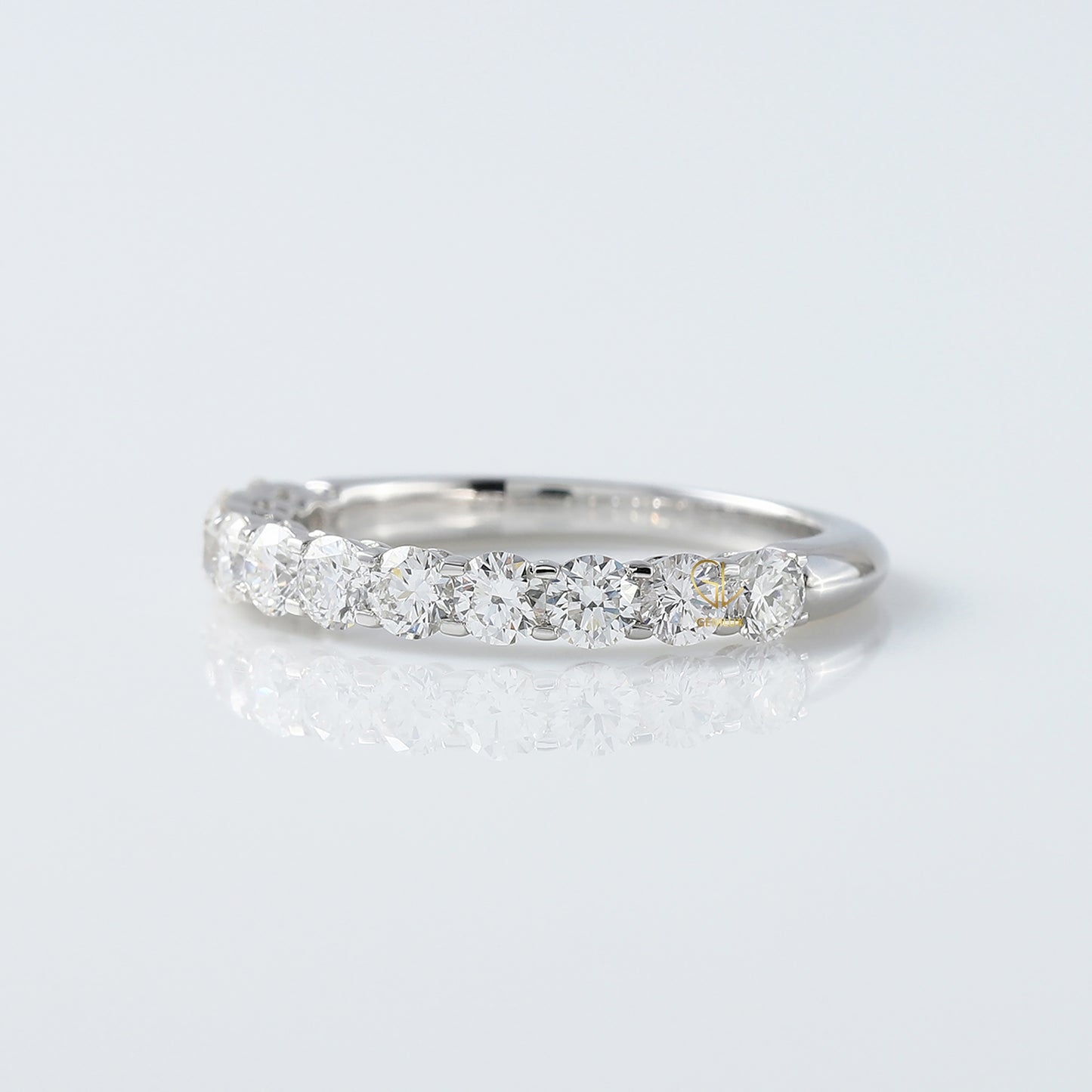 Round Cut Moissanite Half Eternity Wedding Band