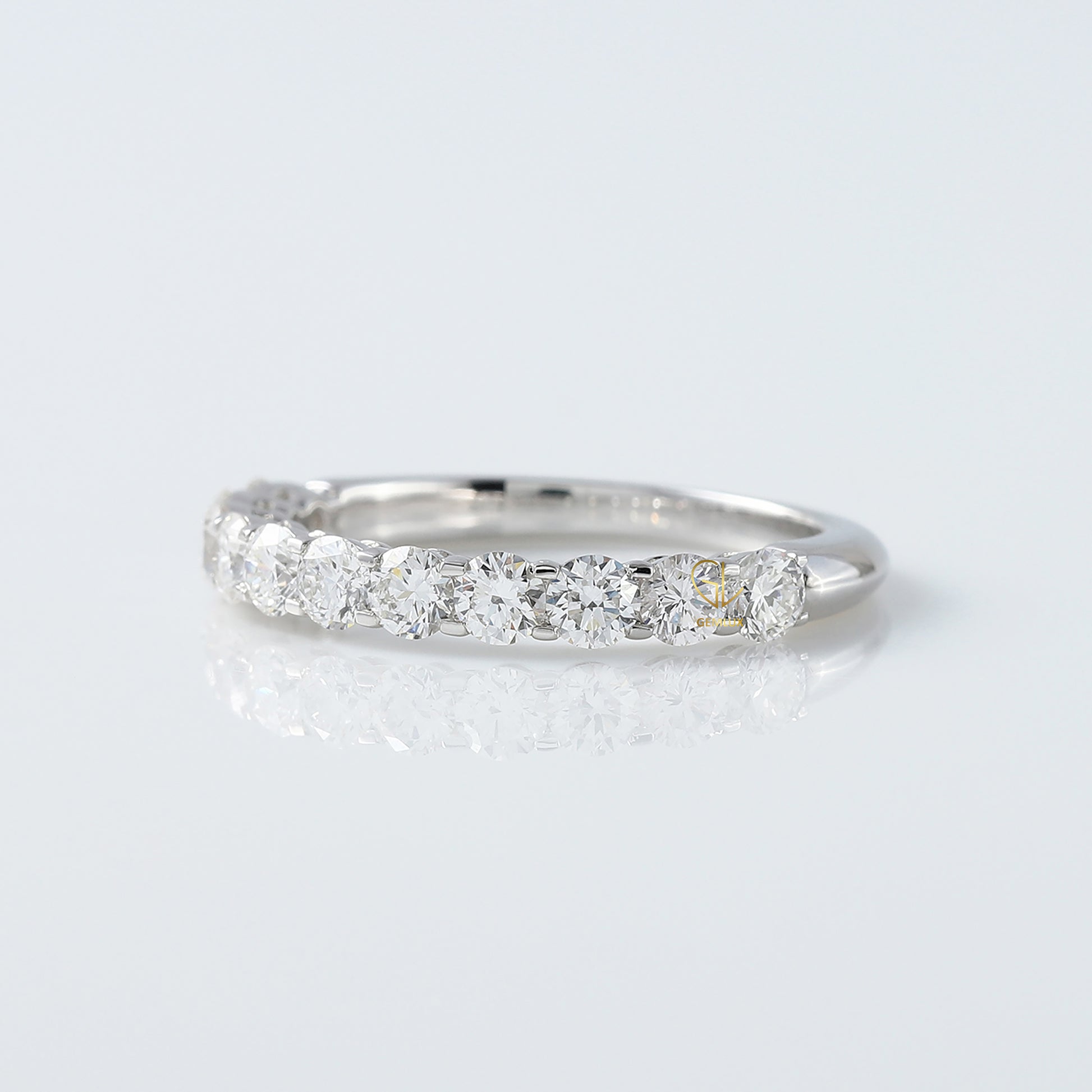 Round Cut Moissanite Half Eternity Wedding Band