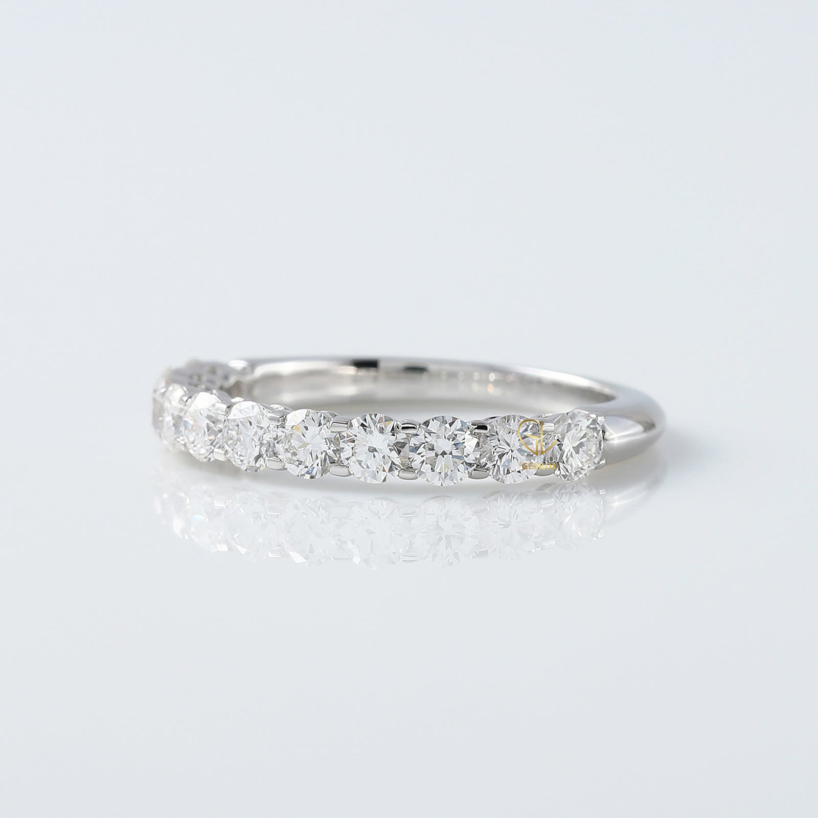 Round Cut Lab Grown Diamond Half Eternity Wedding Band