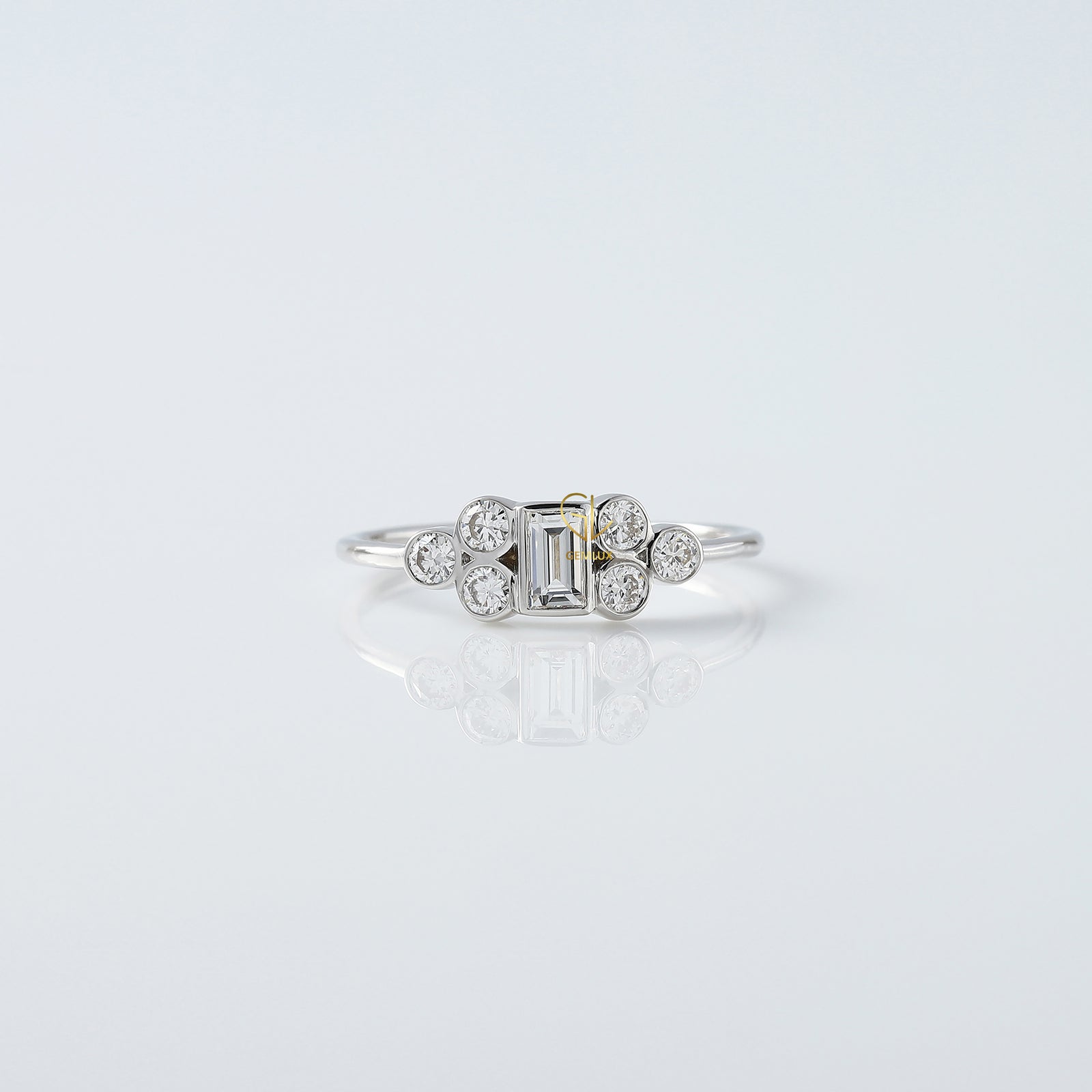 Seven Stone Emerald Cut Lab Grown Engagement Ring