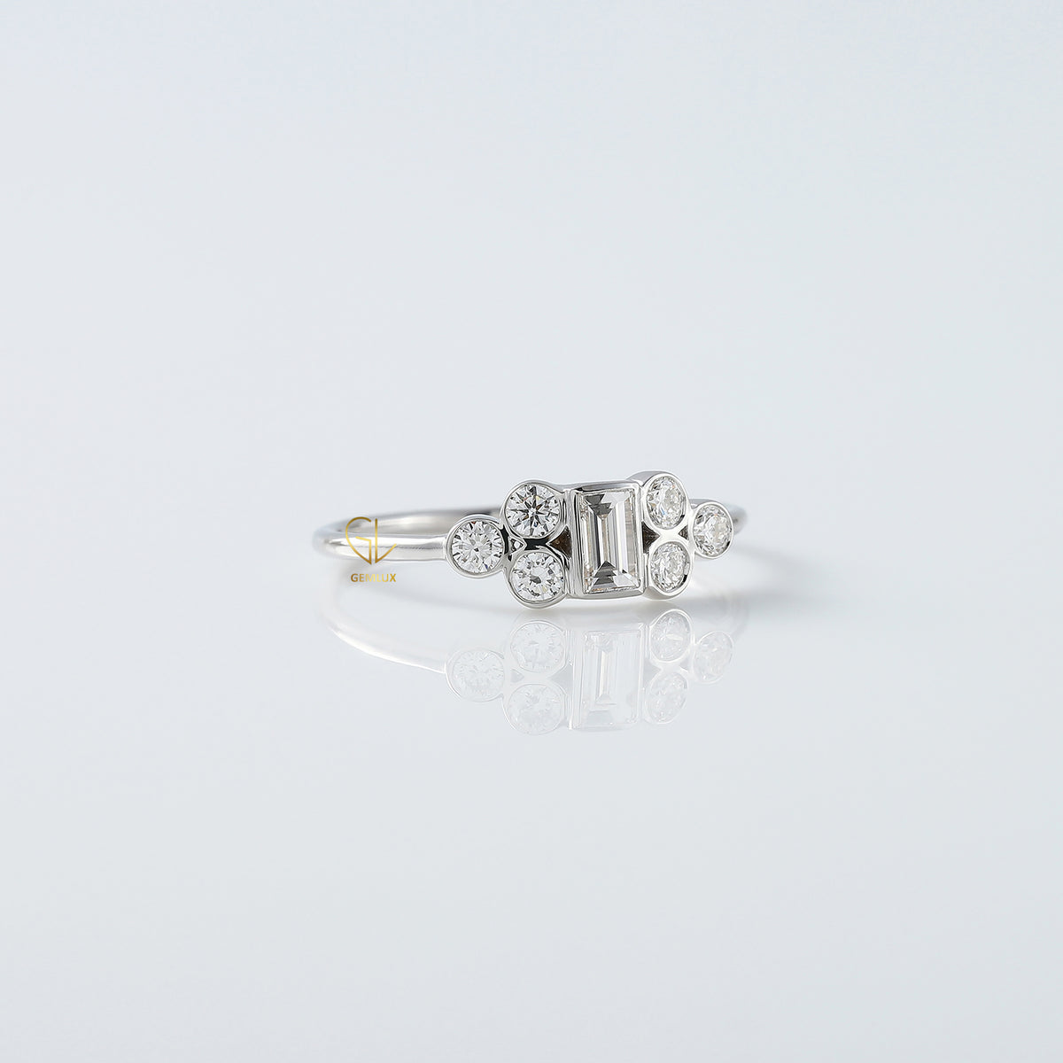 Seven Stone Emerald Cut Lab Grown Engagement Ring