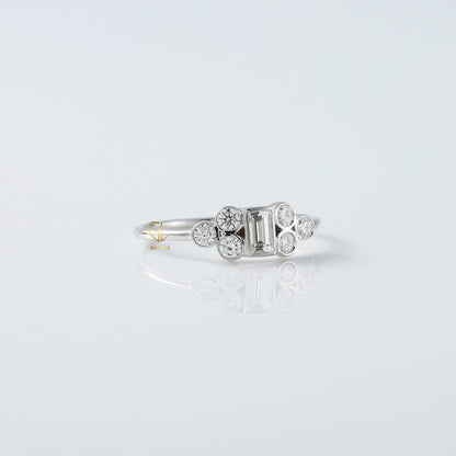 Seven Stone Emerald Cut Moissanite Delicate Engagement Ring