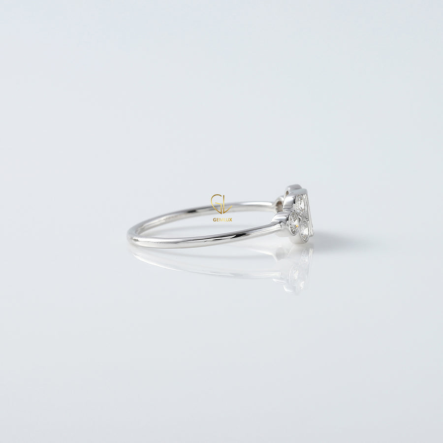 Emerald Cut Bezel Set Cluster Diamond Ring