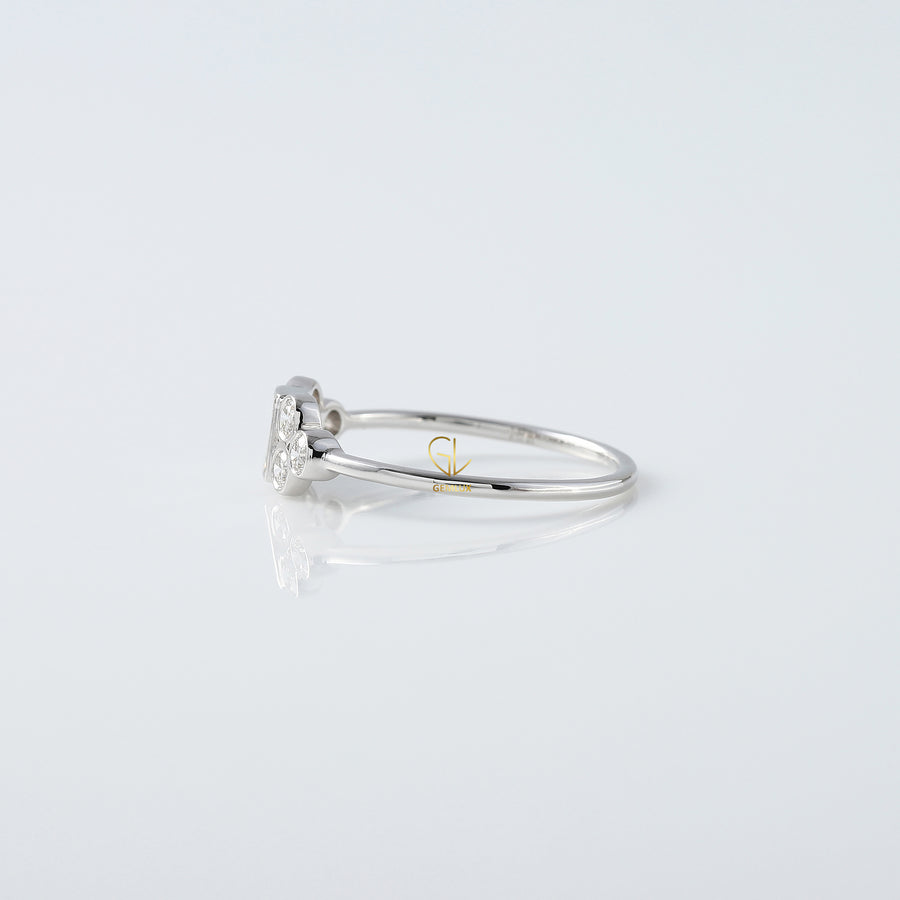 Emerald Cut Bezel Set Cluster Diamond Ring