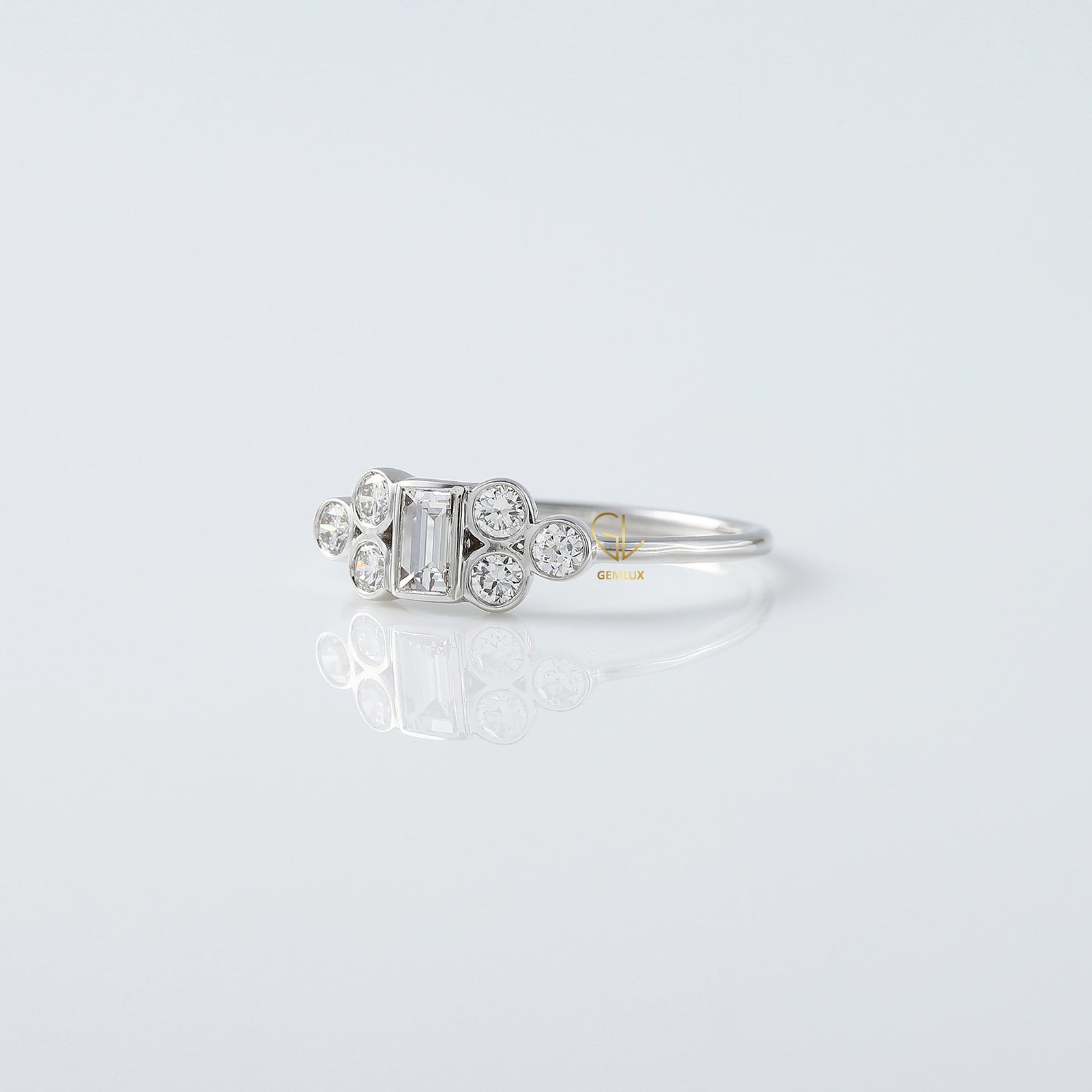 Seven Stone Emerald Cut Lab Grown Engagement Ring