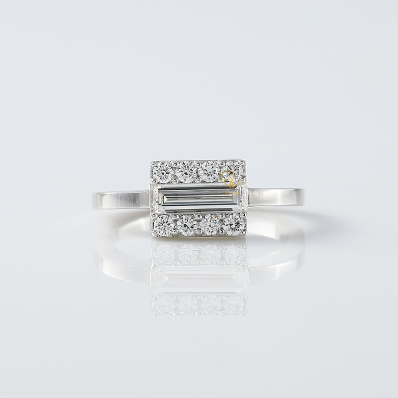 Baguette East West Diamond Frame Ring