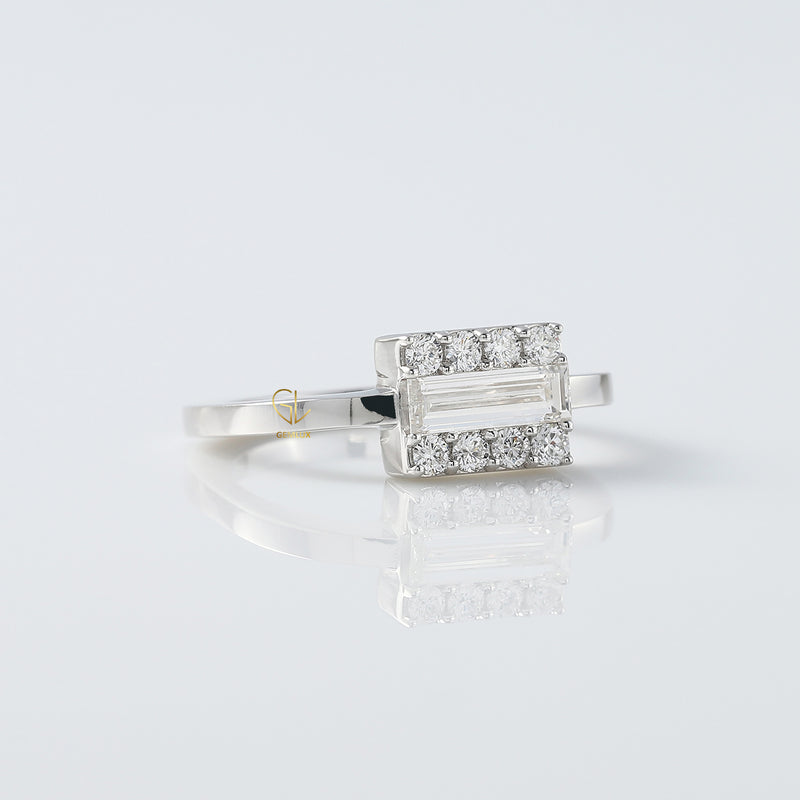 Baguette East West Diamond Frame Ring