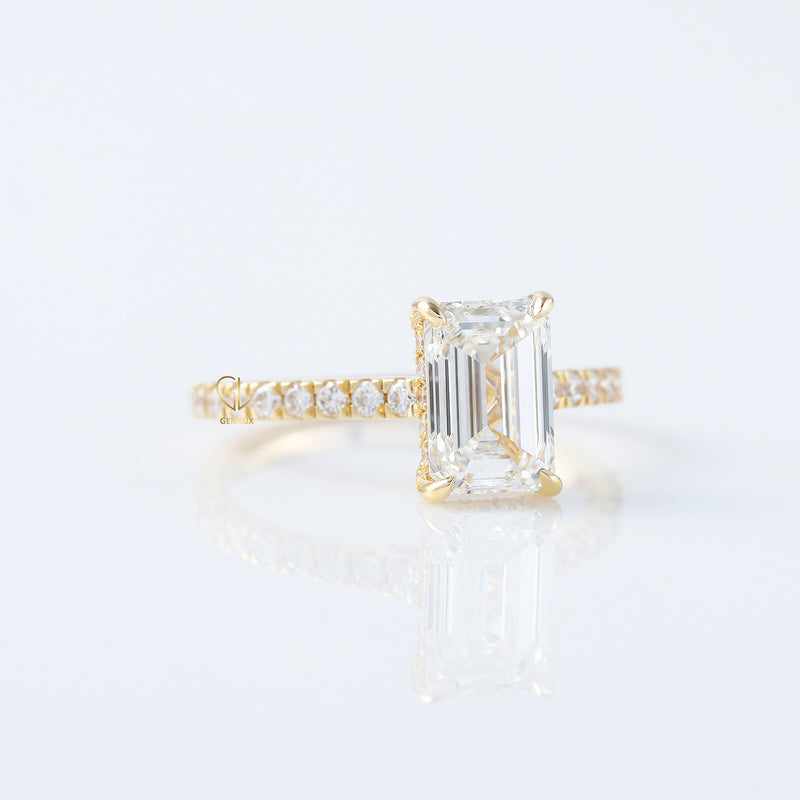 Emerald Cut Moissanite Solitaire With Accent Ring