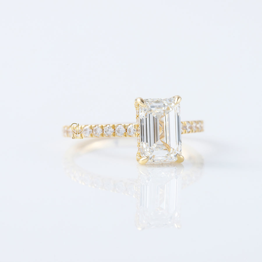Emerald Cut Moissanite Solitaire With Accent Ring