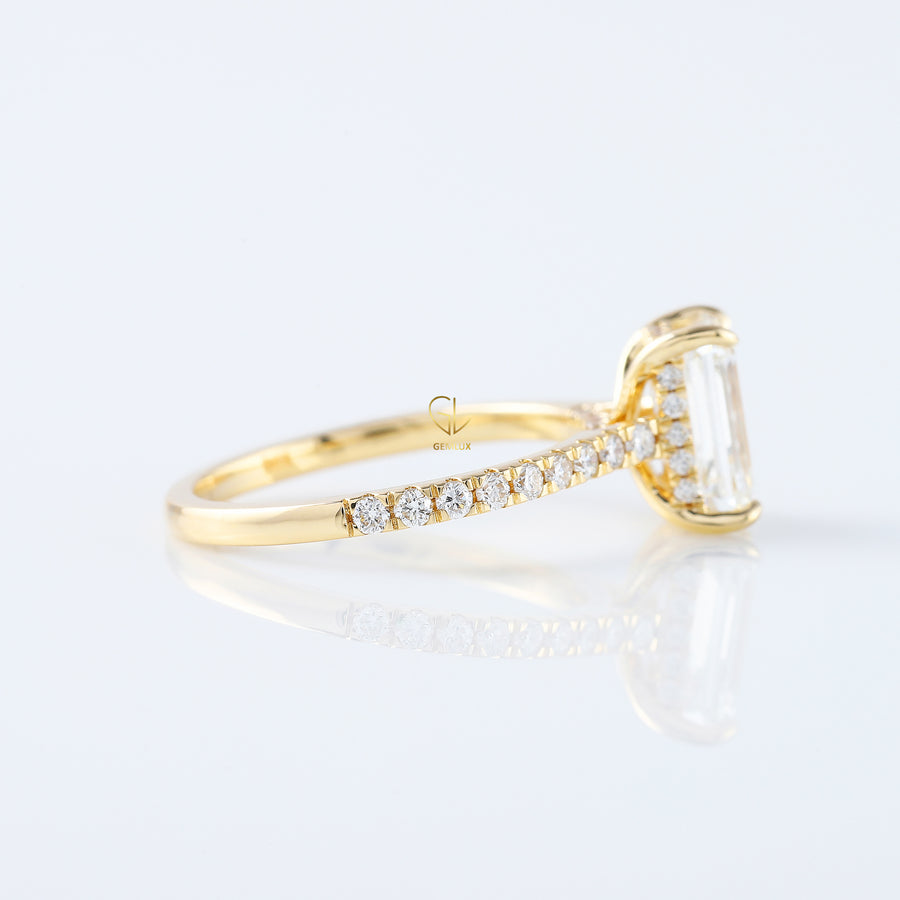 Emerald Cut Moissanite Solitaire With Accent Ring