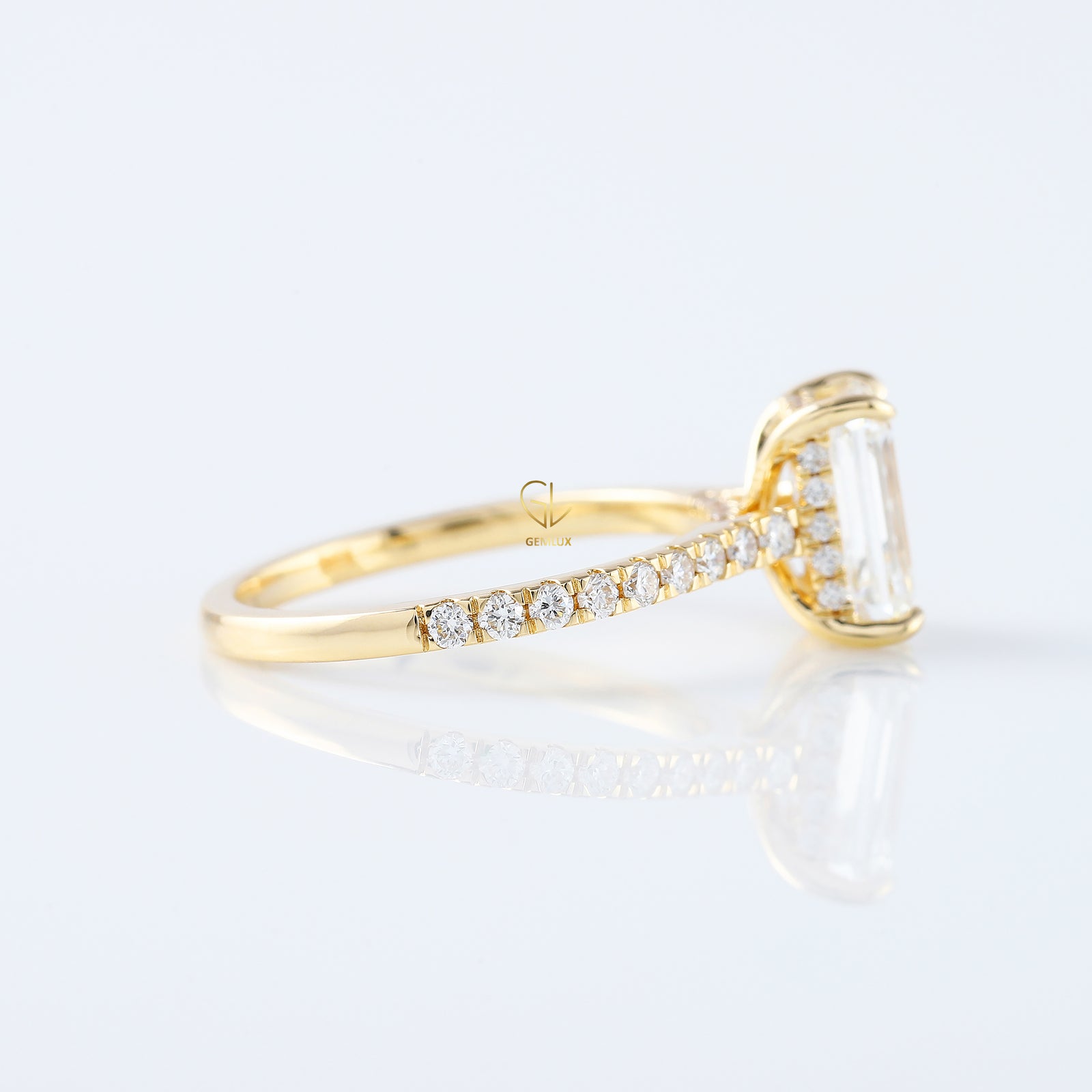 Certified Emerald Cut Lab Grown Diamond Ring
